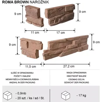 Obklad Rohový kámen Roma brown bal=0,9mb