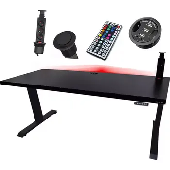 Kancelářská sestava Psací Stůl Low Elektr. Černá 136x66x3,6 Model 3