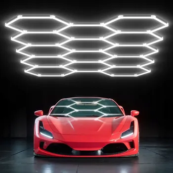 14X LED Lampa HEXAGON Panel Osvětlení Dílna Garáž Dům 383x227cm 6500K