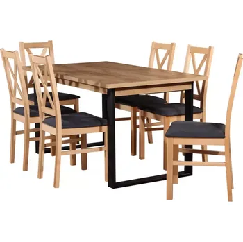 Jídelní set Jídelní set Pandora 1+6 st42 Dub Wotan/Černá w113 Buk