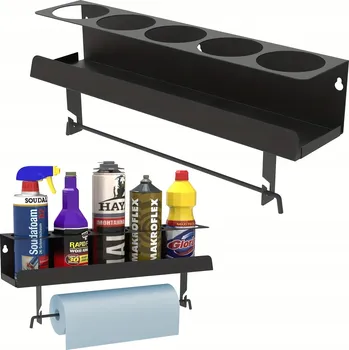 Dílenský regál Kovová dílenská police na silikon, lepidlo a držák na papírové utěrky G03