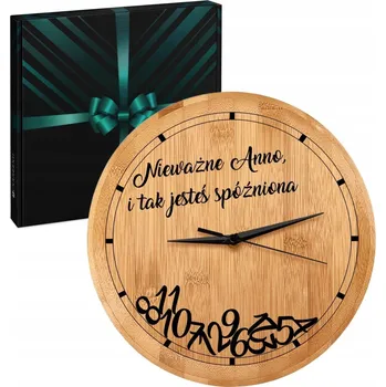 Hodiny Dřevěné nástěnné hodiny do obýváku, kuchyně s potiskem Velké Kulatý z bambusu