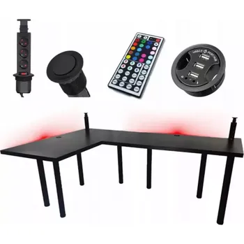 Kancelářská sestava Psací Stůl Roh. Low Černá 180x120x3,6 Model 3