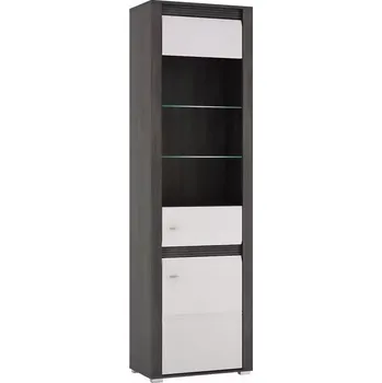 Obývací stěna Vitrína Sevilla typ 01 1D norská borovice/bílá + LED