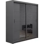 Skříň Porto-2 203cm Grafitová/Grafitove Zrcadlo