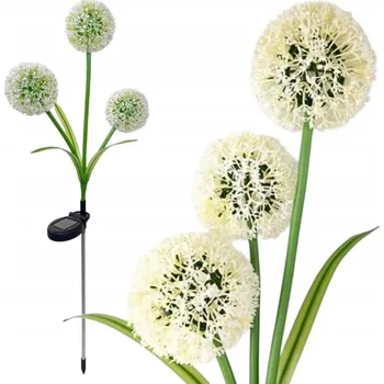 Venkovní osvětlení Solární lampa LED květ česneku česnek zapichovací zahradní ozdoba 72 cm bílá
