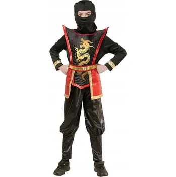 Karnevalový kostým KOSTÝM PRO CHLAPCE NINJA ZLATÝ DRAK KOSTÝM PŘEVLEK 110 / 120