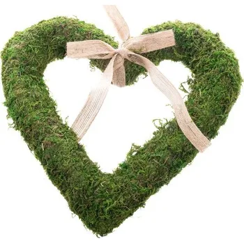 Casa de Engel Závěsné srdce (mech) s růžovou mašlí