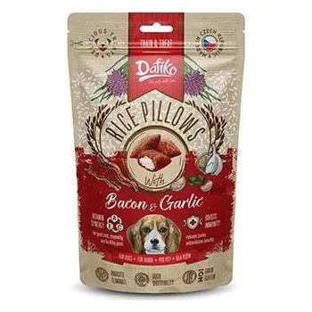 Pamlsek pro psa Dafíko Dafiko plněné polštářky pro psy slanina/česnek 80g