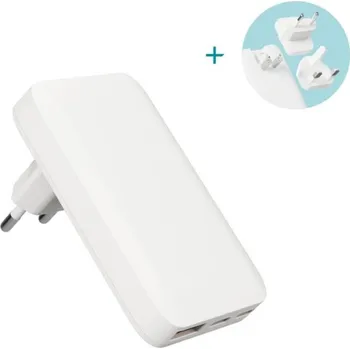 Epico Travel UltraBoost Flat GaN 65W síťový adaptér EU65 | 2× USB-C, 1× USB-A | bílá | zástrčky pro EU, UK, AU &&nbsp;US 9915101100229