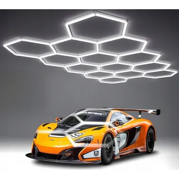 14X LED Lampa HEXAGON Panel Osvětlení Dílna Garáž Dům 383x227cm 6500K