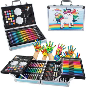 Výtvarná sada 145-dílná umělecká souprava v kufříku "Jednorožec"