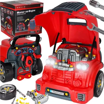 Hračka pro nejmenší KIK Interaktivní motor na demontáž červená, šedá, žlutá, stříbrná