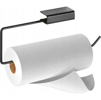 Věšák DRŽÁK NA PAPÍROVÉ UTĚRKY KOVOVÝ ČERNÝ SAMOLEPICÍ DO KUCHYNĚ