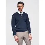 Pánský svetr s viskózou a výstřihem - V1 OM-SWZS-0124 Barva: Tmavě Modrá, Velikost: 2XL