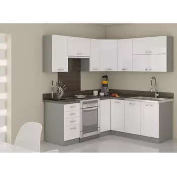 Kuchyňská linka BAUMAX [řada] 190x170 cm bílá/šedá
