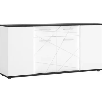 Kancelářská sestava Komoda Venezia VENK02 4D2S bílý alpský/dub vicenza černá/mdf bílý L