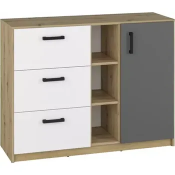 Kancelářská sestava Komoda Fini 120cm Dub Artisan/Bílá/Antracit