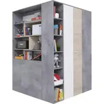 Rohová Skříň Sigma 135cm Beton/Bílá/Dub