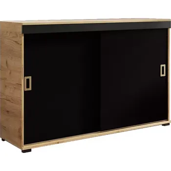 Kancelářská sestava Komoda Retro 140 Craft/Černá + Craft Rukojeti