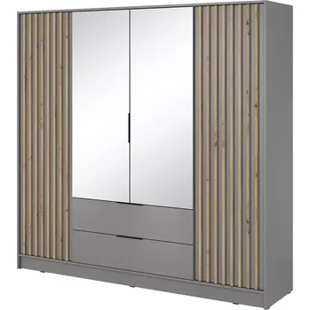 Předsíňová stěna Skříň Nelly 4d zrcadlo šedá/lamela artisan