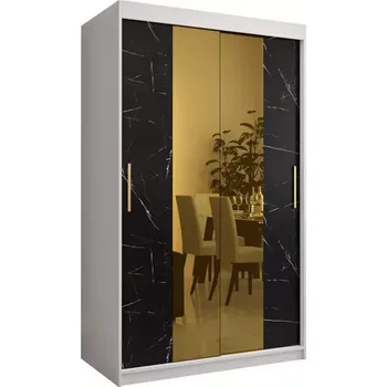 Předsíňová stěna Skříň Platinum T1 120 bílá mramor/černá