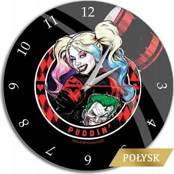 Hodiny Nástěnné hodiny s leskem Harley Quinn 002 DC Černé