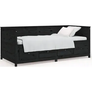 Postel Černá pohovka/postel z masivního borovicového dřeva 197,5 x 97 x 80 cm