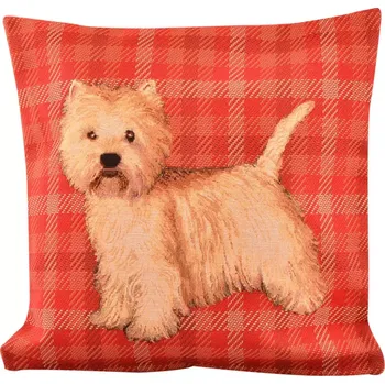 Povlak na polštářek Povlak na polštář 45x45 gobelín teriér červená
