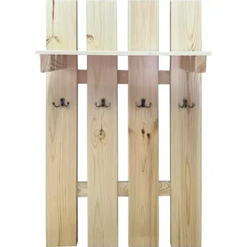 Předsíňová stěna Věšák s policí 4 kovové úchyty borovice