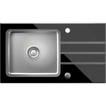 Kuchyňský dřez Dřez skleněný Efekt 111 770x440x190 černá