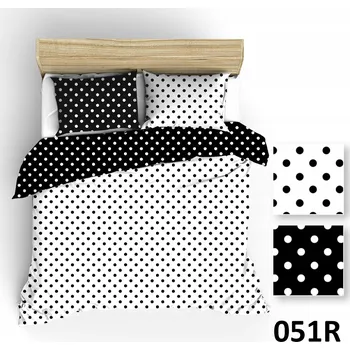 Povlečení Povlečení 150x200 bílé černé puntíky 1 povlak na polštář 50x60
