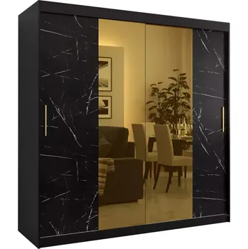 Předsíňová stěna Skříň Platinum T1 200 černá mramor/černá