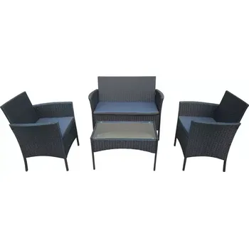 Zahradní sestava Zahradní&nbsp;sestava z&nbsp;umělého ratanu 2+1+1 černá