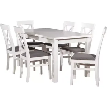 Jídelní set Jídelní Set Cyprian 1+6 St28 160x80+40 + W31 Bílý