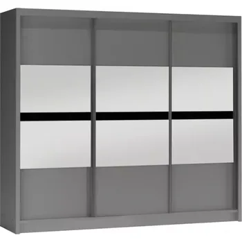 Předsíňová stěna Skříň Batumi 250 Grafitová/Grafitove Zrcadlo/Černé Sklo