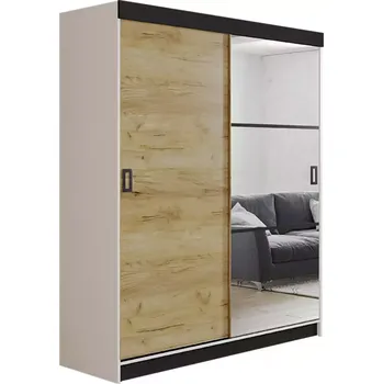 Kancelářská sestava Skříň Retro 138 5l Bílý / Přední Crat Zlatý