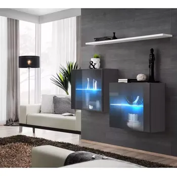 Komoda Komoda+Polica Switch Sb III Led Grafit/Bílý