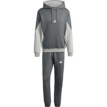 Pánská tepláková souprava adidas SPORTSWEAR FLEECE COLORBLOCK TRACKSUIT S Tmavě šedá, Šedá, Bílá