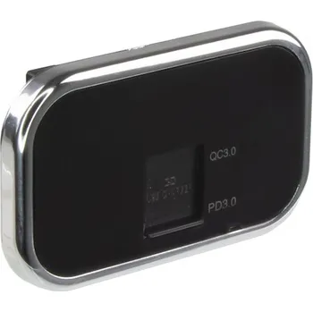 Autodíl USB QC3.0 + USB-C PD zásuvka 12 - 24V, chromový rámeček, 34678.2