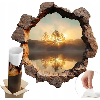 Fototapeta Designová Samolepicí Fototapeta na Zeď 3D 60x60 cm Krajina skrz skály