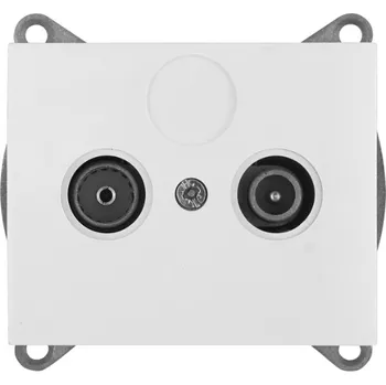 Elektrická zásuvka ABEX NOVA anténní zásuvka dvojitá průchozí 7dB bílá GAP-1N/P