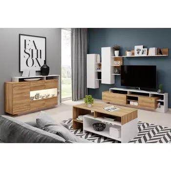 Obývací stěna Obývací Stěna Alva 260cm Grande Oak/Bíly Mat