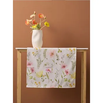 ubrus Sinsay - Běhoun na stůl s květinovým motivem - bílá - 071IO-00X - 071IO-00X-ONE