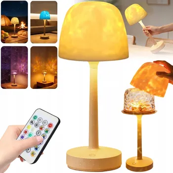 Lampička NOČNÍ LAMPA LED STOLNÍ LAMPA DOTYKOVÁ BEZDRÁTOVÁ S PROJEKTOREM + DÁLKOVÝ OVLADAČ RGB
