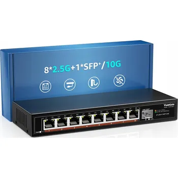 Switch YuanLey 8portový přepínač Ethernet 2,5G pro počítače s 10G SFP