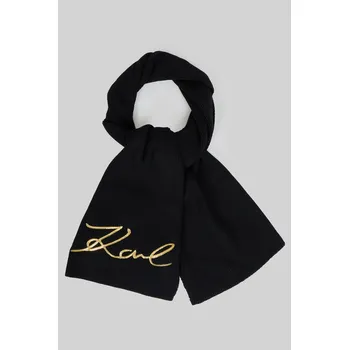 Šála ŠÁLA KARL LAGERFELD K/SIGNATURE WOOL KNIT SCARF BLACK