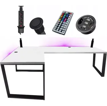 Kancelářská sestava Psací Stůl Roh. Loft Low Bílý 180x120x3,6 Model 3