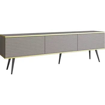 Obývací stěna Tv stolek Oro mdf rýhovaná 175 šedá + nohy černé