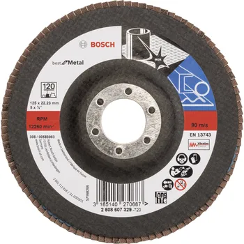 Brusný kotouč Bosch Accessories 2608607329 X571 vějířovitý brusný kotouč Průměr 125 mm Ø otvoru 22.33 mm Zrnitost 120 ocel 1 ks